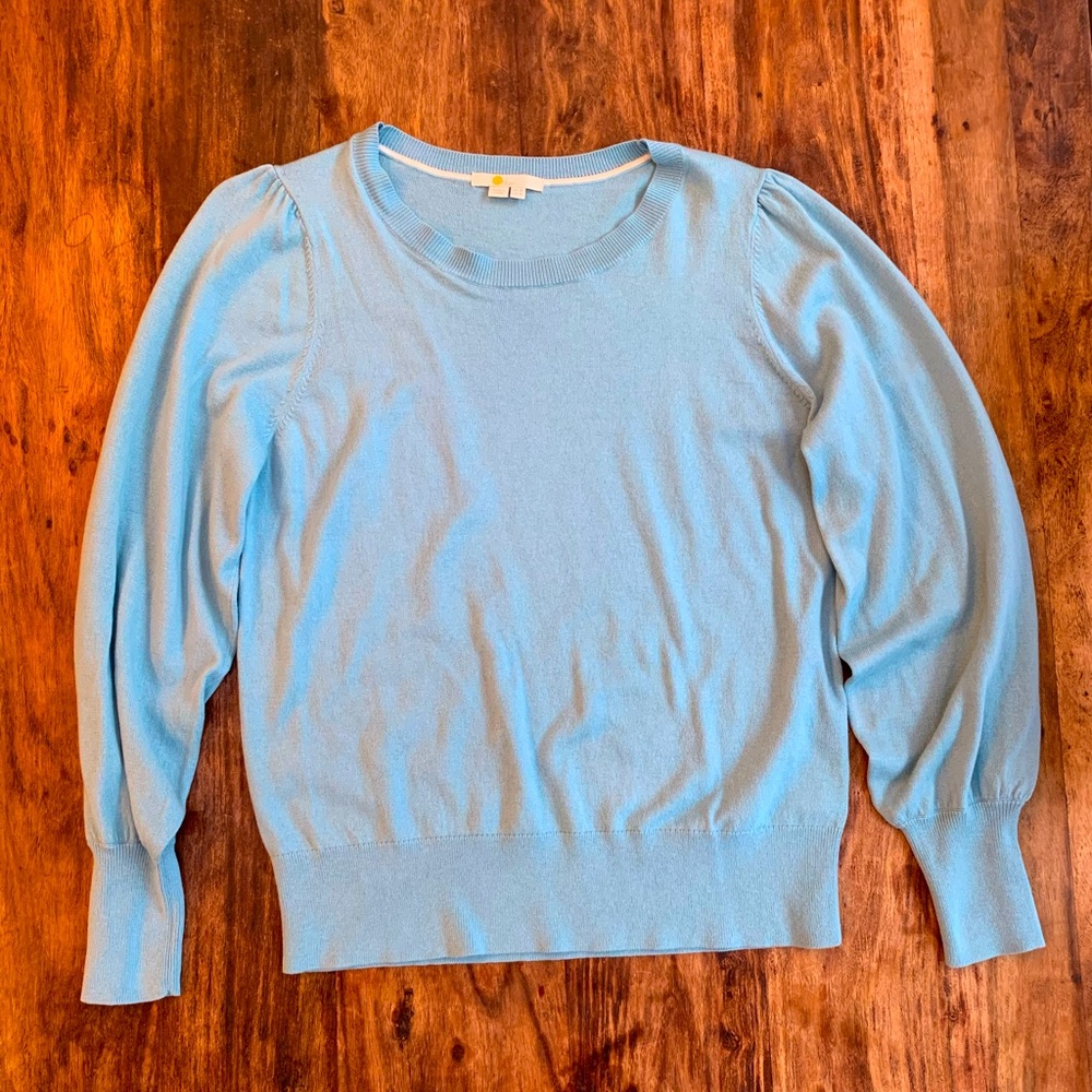 NWOT Boden Light Blue Balloon Sleeve Sweater